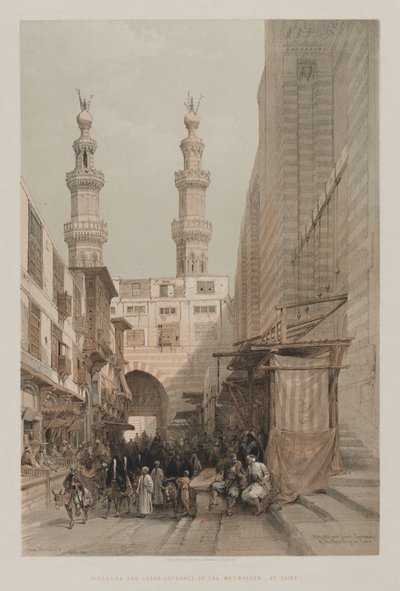 Egypt og Nubia, bind III: Minarets, and Grand Entrance of the Metwaleys, i Kairo, 1848. av Louis Haghe