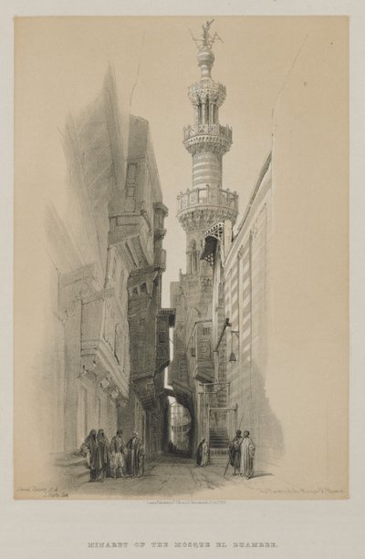 Egypt og Nubia, bind III: Minareten til moskeen El Rhamree av Louis Haghe
