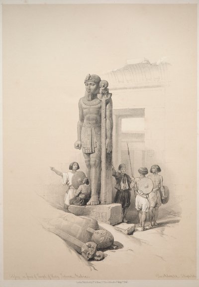 Egypt og Nubia: bind II - nr. 7, Colossi ved Wady Saboua av Louis Haghe