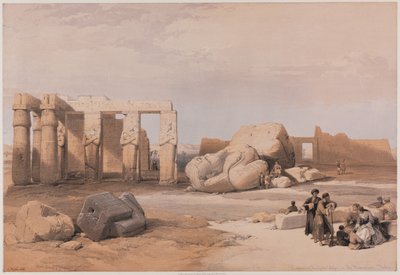Egypt og Nubia, bind II: Fragmenter av de store kolossene ved Memnonium, Theben av Louis Haghe