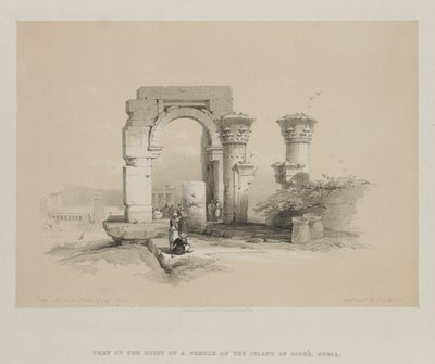 Egypt og Nubia, bind II: Ruiner - tempel på øya Biggeh, Nubia, 1847. av Louis Haghe