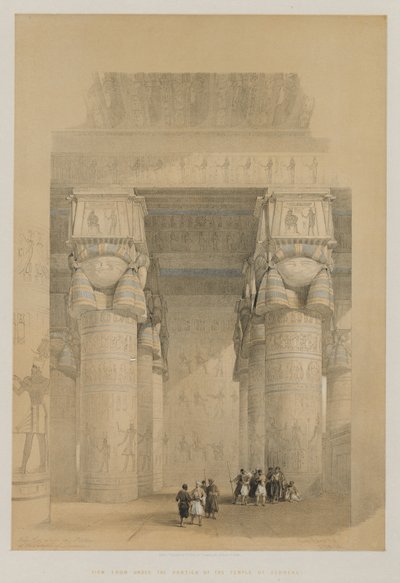Egypt og Nubia, bind II: Utsikt fra under portikken til Dendera-tempelet, 1849. av Louis Haghe