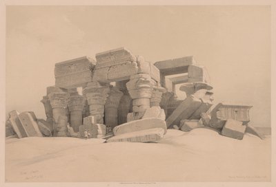 Egypt og Nubia: bind I - nr. 1, nr. 2, Rester av portikken til tempelet til Kom Ombo av Louis Haghe