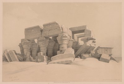 Egypt og Nubia: bind I - nr. 1, nr. 2, Rester av portikken til tempelet Kom Ombo, 1838. av Louis Haghe