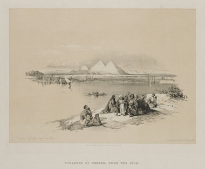 Egypt og Nubia, bind I: Pyramids of Geezeh, fra Nilen, 1846. av Louis Haghe