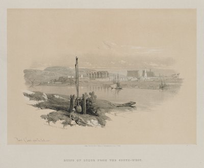 Egypt og Nubia, bind I: Ruinene av Luxor fra sørvest, 1846. av Louis Haghe