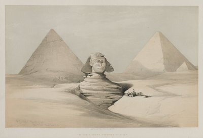 Egypt og Nubia, bind I: Den store sfinksen, Pyramids of Gezeeh, 1846. av Louis Haghe