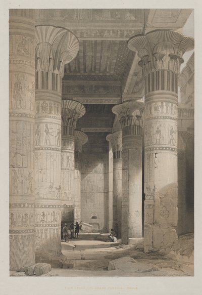 Egypt og Nubia, bind I: View Under the Grand Portico of the Temple, Philae av Louis Haghe