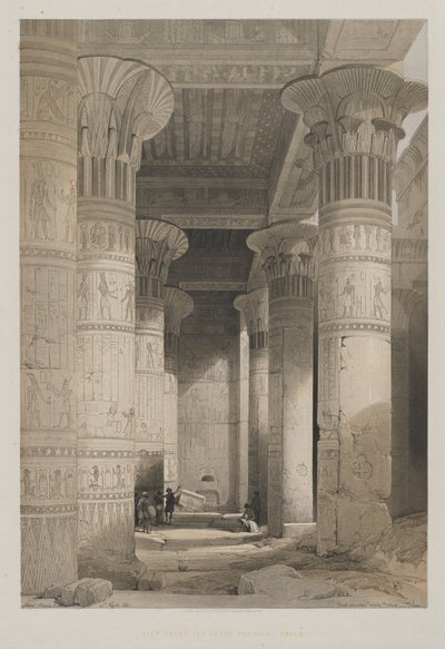 Egypt og Nubia, bind I: View Under the Grand Portico of the Temple, Philae, 1846. av Louis Haghe
