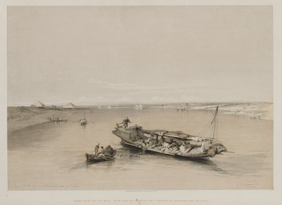 Egypt og Nubia, bind I: View on the Nile Looking Towards the Pyramids of Dashour and Saccara, 184 av Louis Haghe
