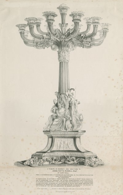Ilam Hall - Candelabra: litografi, 1832 av Louis Haghe