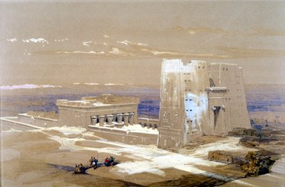 Sandsteintempelet til Edfu, dedikert til den falkehodede guden Horus, Egypt, 1838 av Louis Haghe