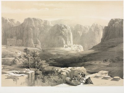 Det hellige land, Syria, Idumea, Arabia, Egypt & Nubia Vol. III: Petra, ser sørover, 1842. av Louis Haghe