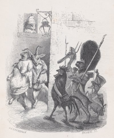 Mer enn én gang, mens han forlot maskerte ballen, ble Mr. de *** arrestert av patruljen..., ca. 1837-47. av Louis Henri Brévière