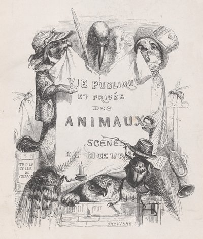 Dyrenes private og offentlige liv, tollscener, ca. 1837-47. av Louis Henri Brévière