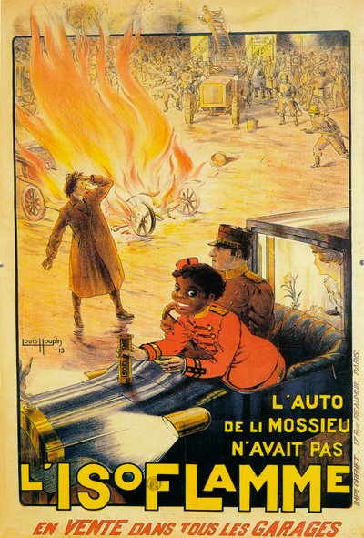 Annonse for Isoflamme brannslukningsapparater, 1913 av Louis Houpin