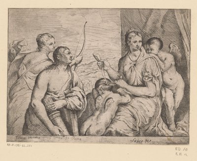 Venus binder for øynene for Amor av Louis I Boullogne