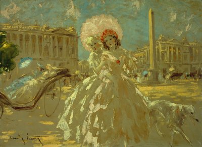 Place de la Concorde (olje på lerret) av Louis Icart