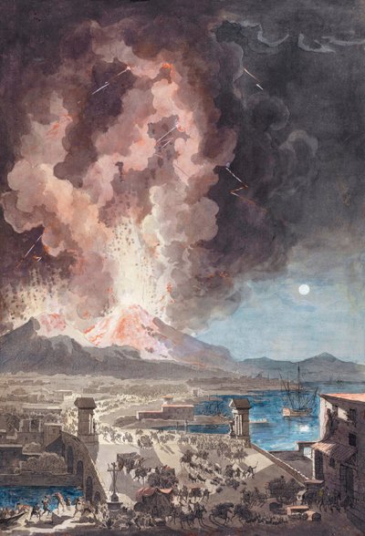 Utbruddet av Vesuv, Italia, i 1779. av Louis Jean (after) Desprez