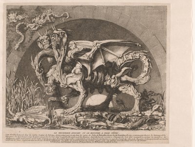 Chimera Chimaera The Chimera of Monsieur Deprez (original tittel) Det afrikanske trehodede monsteret eller det trehodede monsteret (tittel på objekt) av Louis Jean Desprez