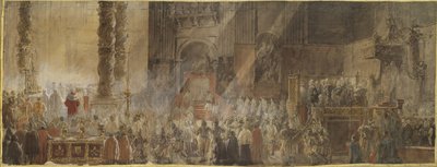 Kong Gustav III av Sverige (1746-1792) deltar i julemesse i Peterskirken i Vatikanet, i 1783 - Kong Gustav III av Sverige deltar på julemesse i Peterskirken i Vatikanet av Louis Jean Desprez