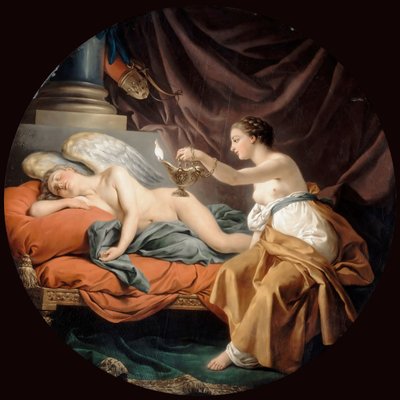 Psyche Overraskende Sovende Amor av Louis Jean François Lagrenée