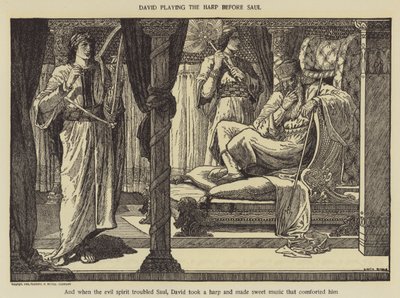 David spiller harpe foran Saul av Louis John Rhead