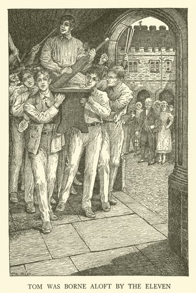 Illustrasjon for Tom Browns skoledager (gravering) av Louis John Rhead