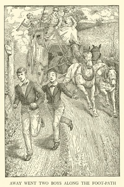 Illustrasjon for Tom Browns skoledager (gravering) av Louis John Rhead