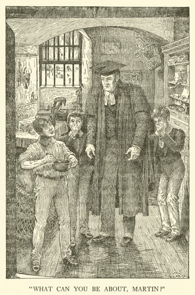 Illustrasjon for Tom Browns skoledager (gravering) av Louis John Rhead