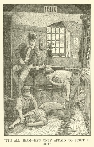 Illustrasjon for Tom Browns skoledager (gravering) av Louis John Rhead