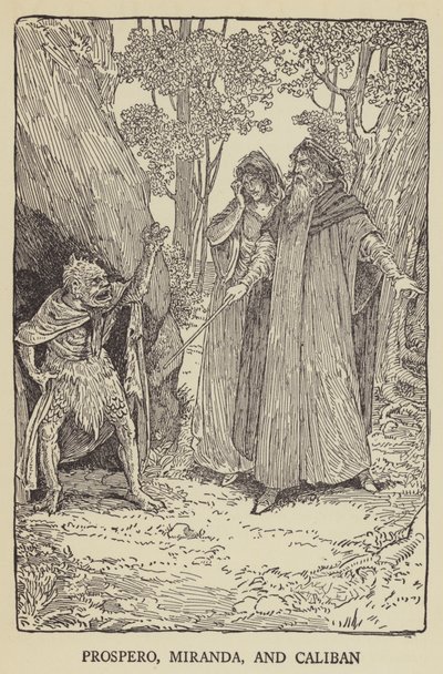 Prospero, Miranda og Caliban av Louis John Rhead