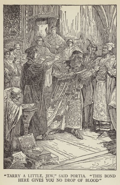 Bli litt, jøde, sa Portia, dette båndet her gir deg ingen bloddråpe av Louis John Rhead