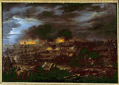 Bombardment of Lille - av Louis Joseph Watteau dit Watteau de Lille (1731-1798) av Louis Joseph  Watteau