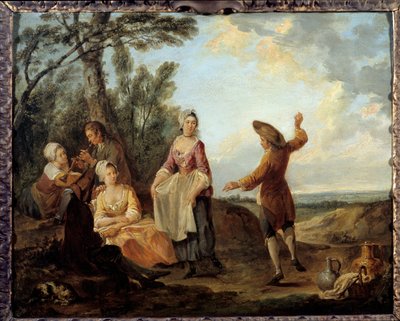 Rustikk dans. Maleri av Louis Joseph Watteau sa Watteau av Lille (1731-1798) av Louis Joseph  Watteau