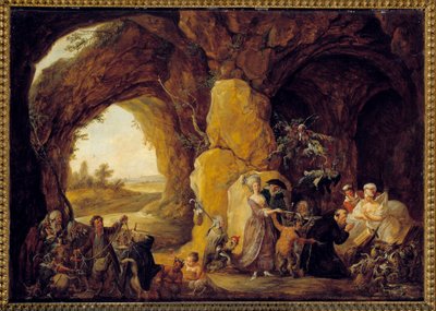 Fristelsen til Saint Anthony Eremitten Saint Anthony the Great (251-356) (eller Saint Anthony the Eremitt eller Saint Anthony the Abbe) blir utsatt for djevelens fristelser i ørkenen. Maleri av Louis Joseph Watteau dit Watteau de Lille (1731-179 av Louis Joseph  Watteau