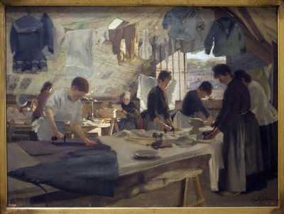 Rippers verksted i Trouville. Maleri av Louis Joseph Anthonissen (1849-1913), Olje på lerret av Louis Joseph Anthonissen