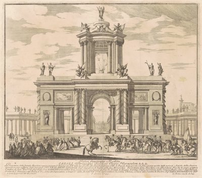 Seconda Macchina for Chinea av 1745: Triumfbuen for kong Charles av Bourbons retur til Napoli av Louis Joseph Le Lorrain