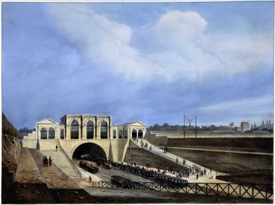 Jernbane fra Paris til Saint Germain - i "Paris i 1837" av Arnout av Louis Jules Arnout