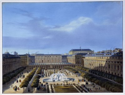 Utsikt over det kongelige slottshagen - i "" Paris en 1837"" av Arnout av Louis Jules Arnout