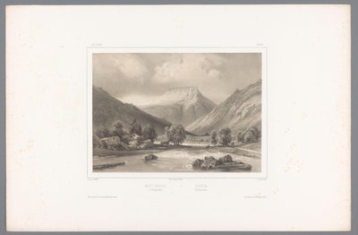 Utsikt over Gaustatoppen i Telemark Mont-Gousta à Tellemarken / Gousta. Tellemarken (tittel på objekt) Faces in Scandinavia (serietittel) Vues du Nord. Norvege (serietittel) av Louis Julien Jacottet