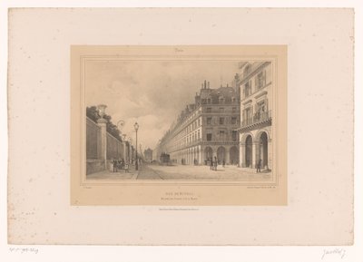 Utsikt over Rue de Rivoli Rue de Rivoli. Ministère des Finances et de la Marine (tittel på objekt) Ansikter i og rundt Paris (serietittel) Paris (serietittel på objekt) av Louis Julien Jacottet