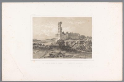 Utsikt over ruinene av Koldinghus Les ruines du château de Colding / Ruiner of Koldinghuus (tittel på objekt) Faces in Scandinavia (serietittel) Vues du Nord. Danemarck (serietittel) av Louis Julien Jacottet