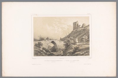 Utsikt over ruinene av Hammershus slott Les ruines du Château de Hammershuus / Ruiner af Hammershuus (tittel på objekt) Faces in Scandinavia (serietittel) Vues du Nord. Danemarck (serietittel) av Louis Julien Jacottet