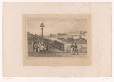 Utsikt over Palais du Louvre fra Pont Neuf Le Louvre, pris du Pont-neuf (tittel på objekt) Ansikter i og rundt Paris (serietittel) Paris (serietittel på objekt) av Louis Julien Jacottet