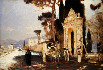 En italiensk vei med en barokkparkport av Louis Kolitz