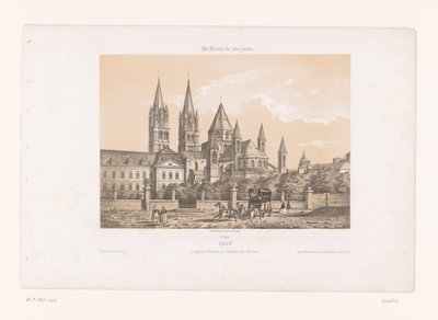 Zicht op de Abbaye aux Hommes met de Eglise Saint-Étienne te Caen Caen. Den store Etienne, eller Abbey of Men (tittel på objekt) Hedendaags Frankrijk (serietittel) Frankrike i dag (serietittel på objekt) av Louis Le Breton