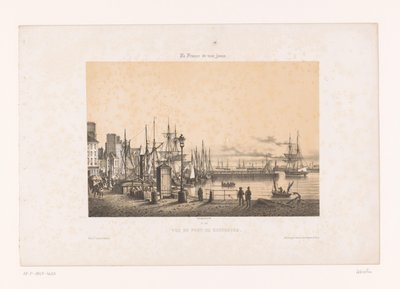 Utsikt over havnen i Cherbourg Vue du port de Cherbourg (tittel på objekt) Contemporary France (serietittel) La France de nos jours (serietittel på objekt) av Louis Le Breton