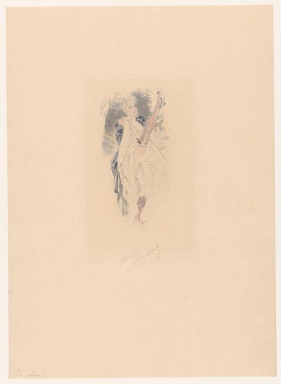Cancan-danser med hevet ben La series (tittel på objekt) av Louis Legrand (signed by artist)