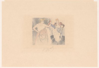 To cancan-dansere med hevet ben le croisement av Louis Legrand (signed by artist)